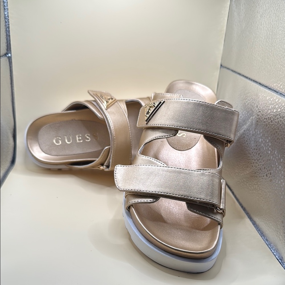 GUESS Women's Metallic Gold Sandals